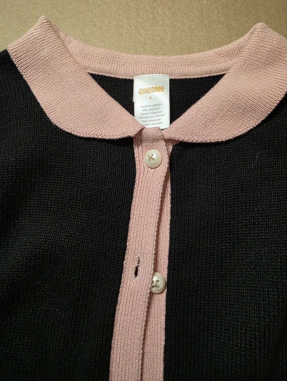 Gymboree Girls Black & Pink Cat Pocket Cardigan - Kids Jackets & Coats